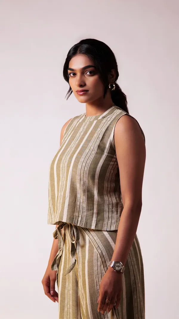 Olive_Leno_Weave_Cotton_Fabric_Co-Ord_Set_For_Adults