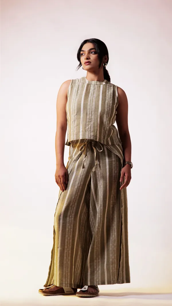 Olive_Leno_Weave_Cotton_Fabric_Co-Ord_Set_For_Adults