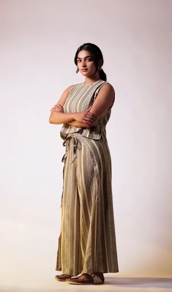 Olive_Leno_Weave_Cotton_Fabric_Co-Ord_Set_For_Adults
