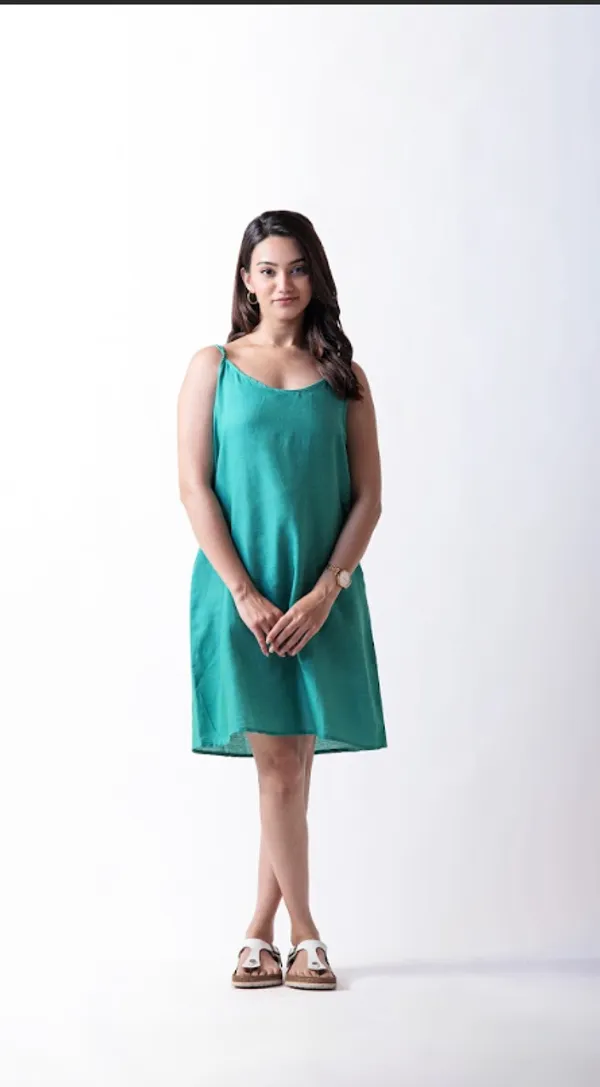 Green_Crepe_Cotton_Jacket_Dress_For_Adults