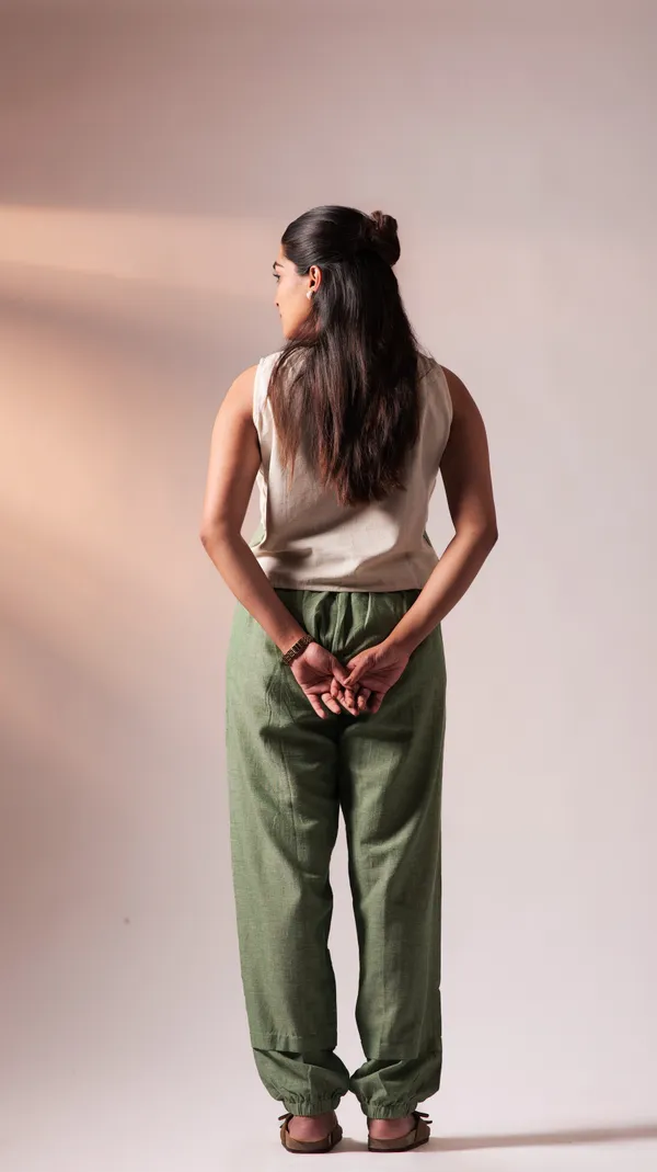 Olive_&_White_Twisted_Cotton_Yarn_Fabric_Co-Ord_Set_For_Adults