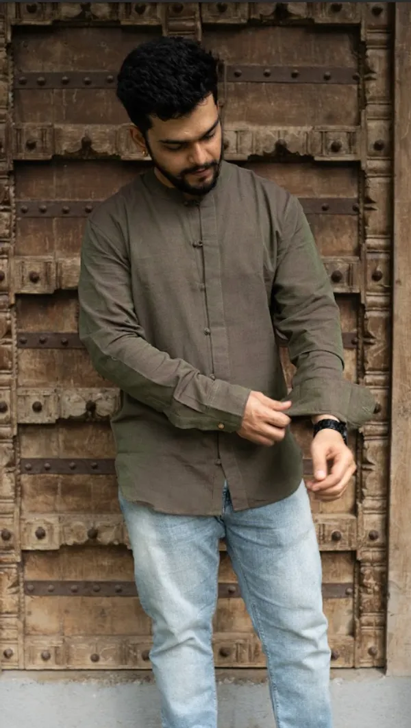 Olive_Khadi_Men'S_Shirt_For_Adults