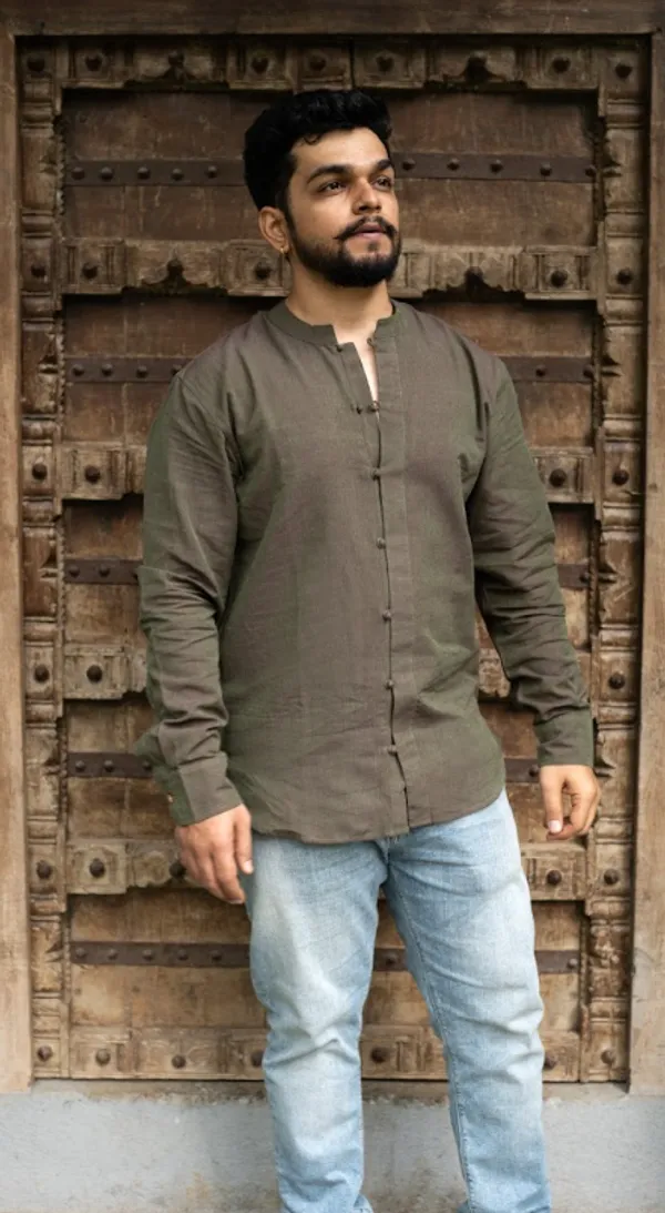 Olive_Khadi_Men'S_Shirt_For_Adults