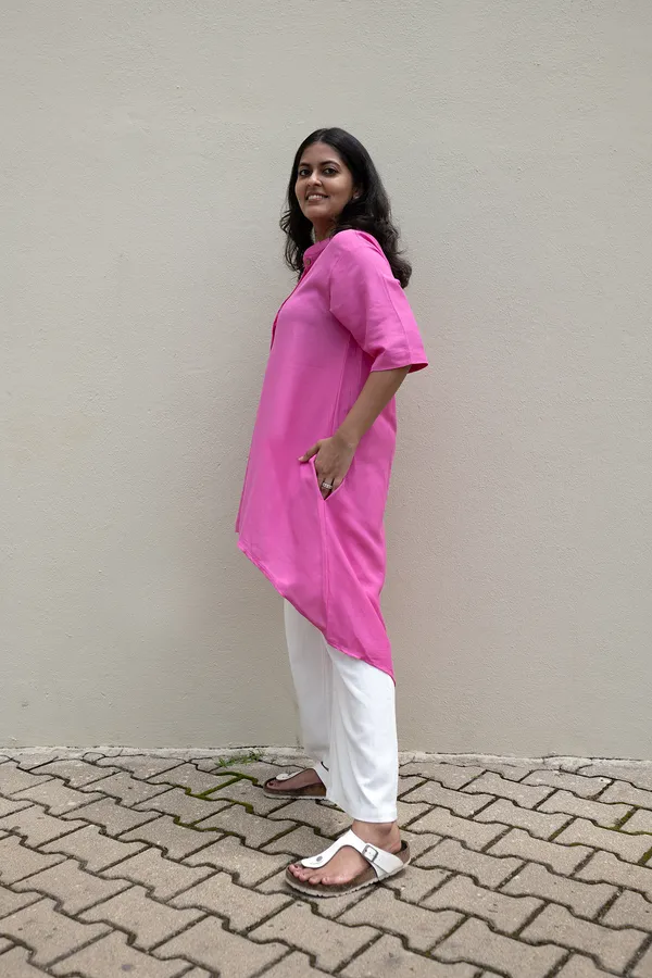 Pink_Viscose-Cotton_Slub_Fabric_Top_For_Adults