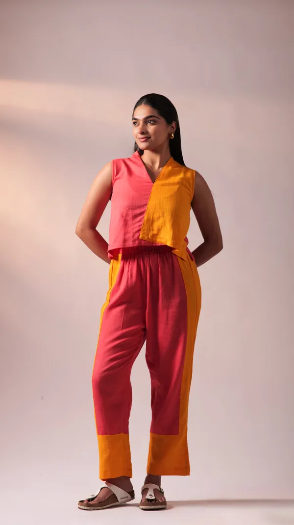 Fuschia_Cotton_Slub_Twill_Weave_Fabric_Co-Ord_Set_For_Adults