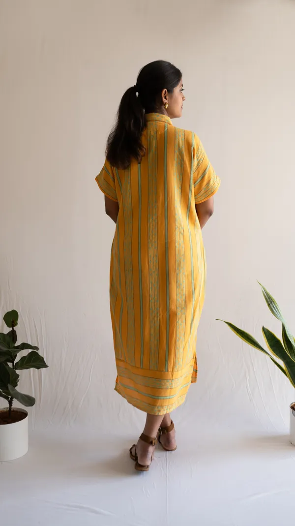 Yellow_Leno_Dobby_Cotton_Dress_For_Adults
