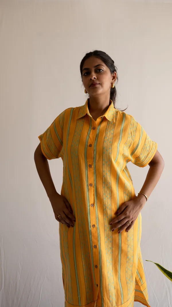 Yellow_Leno_Dobby_Cotton_Dress_For_Adults