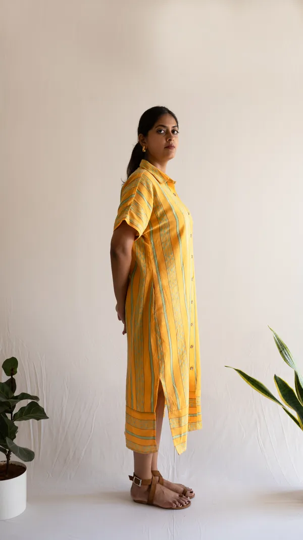 Yellow_Leno_Dobby_Cotton_Dress_For_Adults