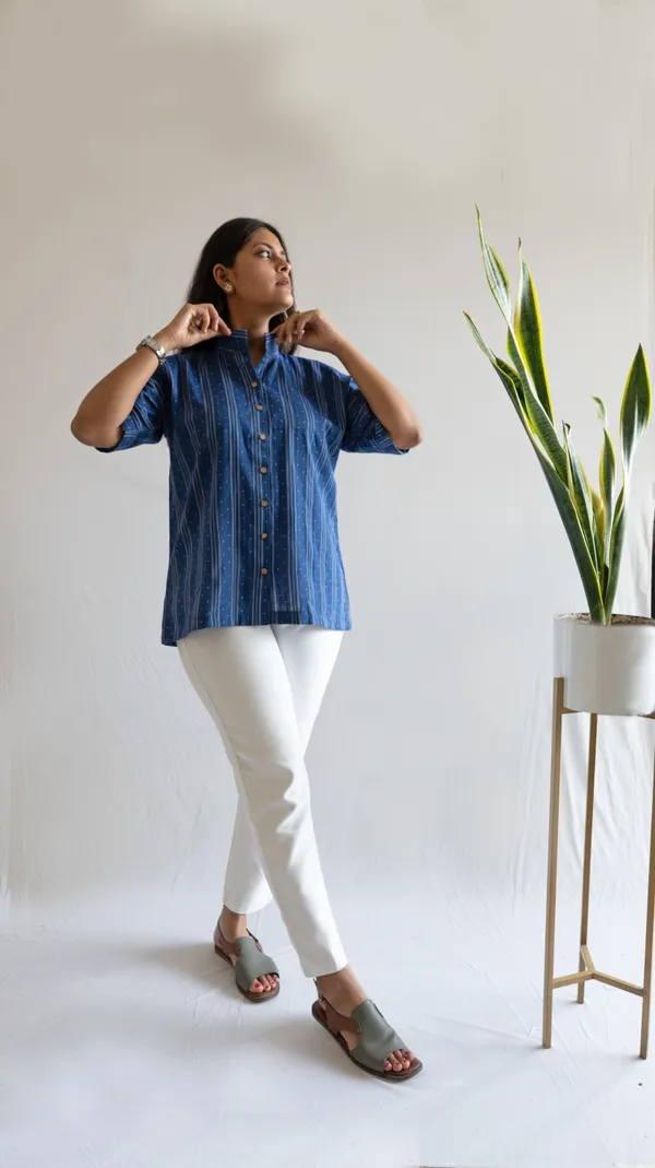 Indigio_Leno_Dobby_Cotton_Top_For_Adults