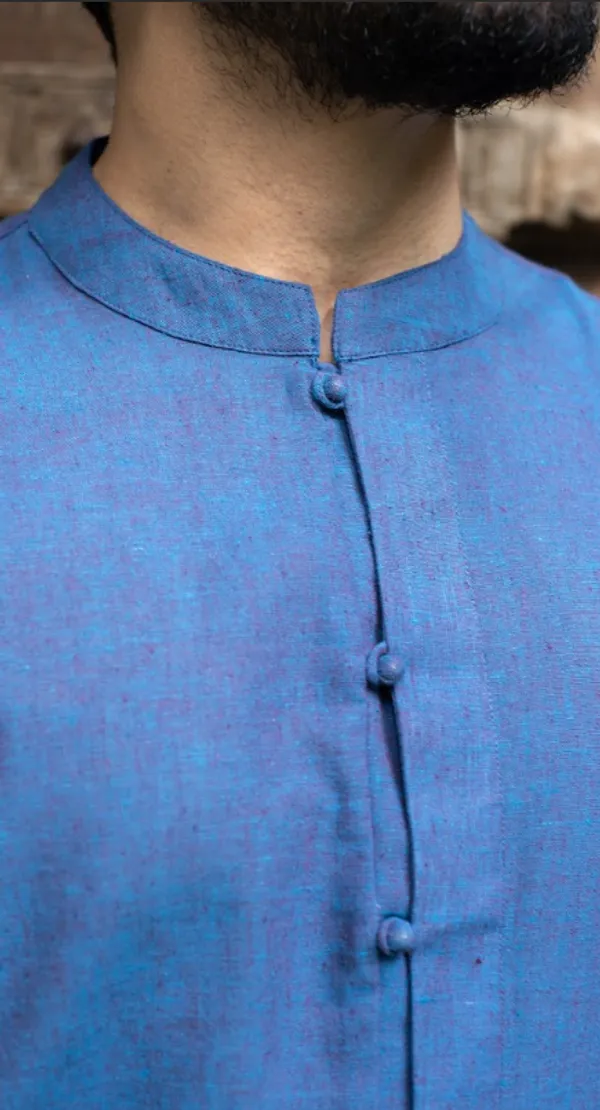 Ink_Blue_Khadi_Men'S_Shirt_For_Adults