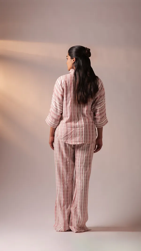 Wine_&_White_Cotton_Dobby_Weave_Fabric_Co-Ord_Set_For_Adults