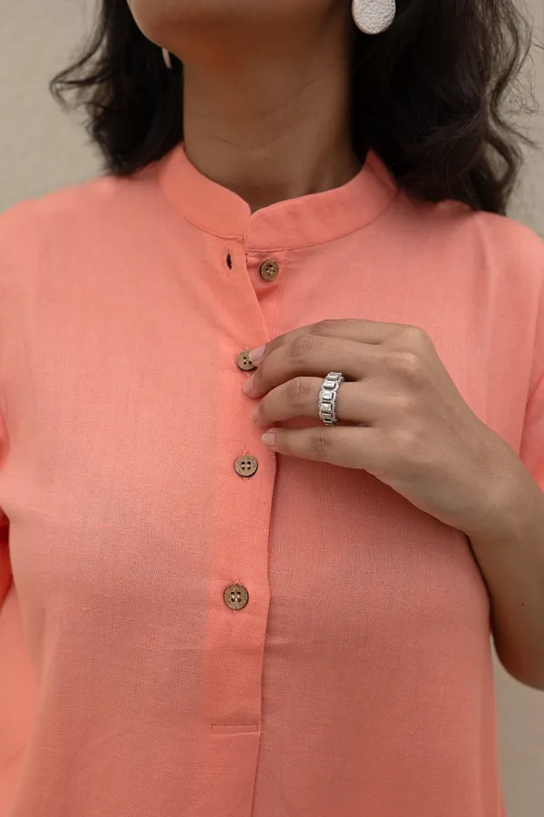 Peach_Viscose-Cotton_Slub_Fabric_Top_For_Adults