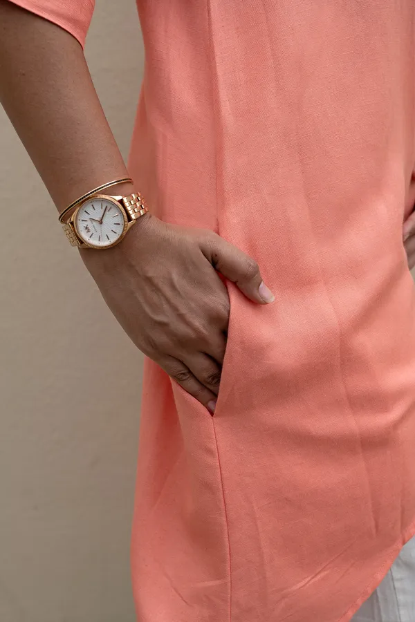 Peach_Viscose-Cotton_Slub_Fabric_Top_For_Adults