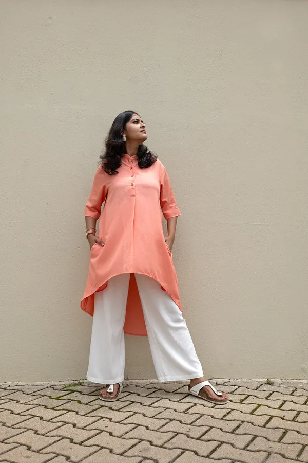 Peach_Viscose-Cotton_Slub_Fabric_Top_For_Adults