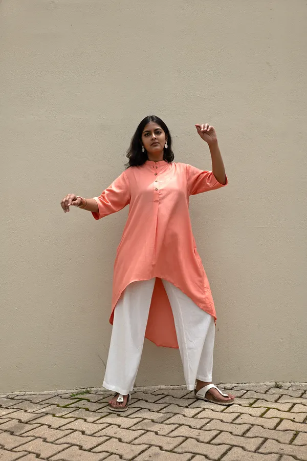 Peach_Viscose-Cotton_Slub_Fabric_Top_For_Adults