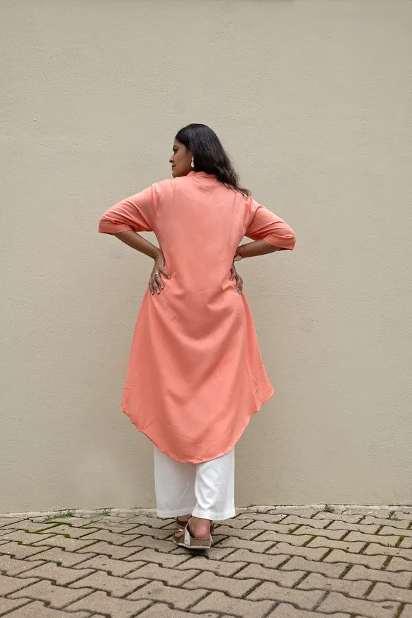 Peach_Viscose-Cotton_Slub_Fabric_Top_For_Adults