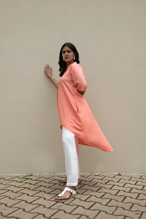 Peach_Viscose-Cotton_Slub_Fabric_Top_For_Adults