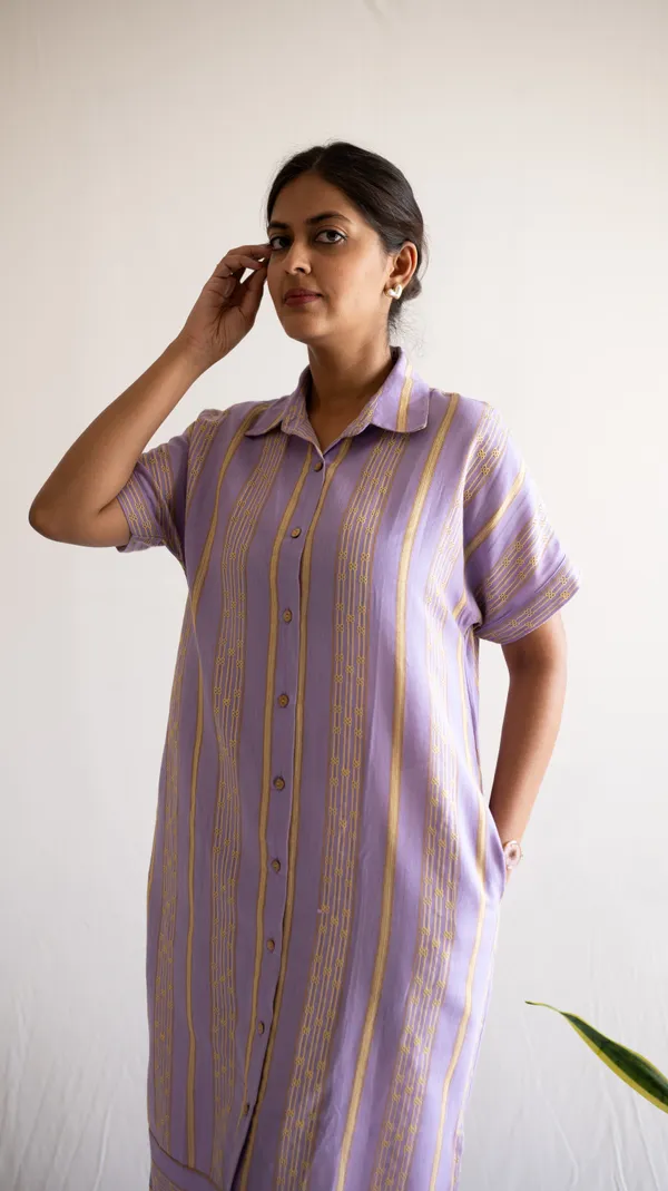 Lilac_Leno_Dobby_Cotton_Dress_For_Adults