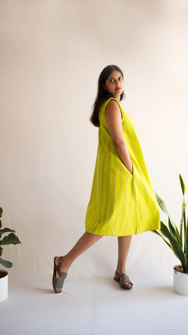 Green_Leno_Dobby_Cotton_Dress_For_Adults