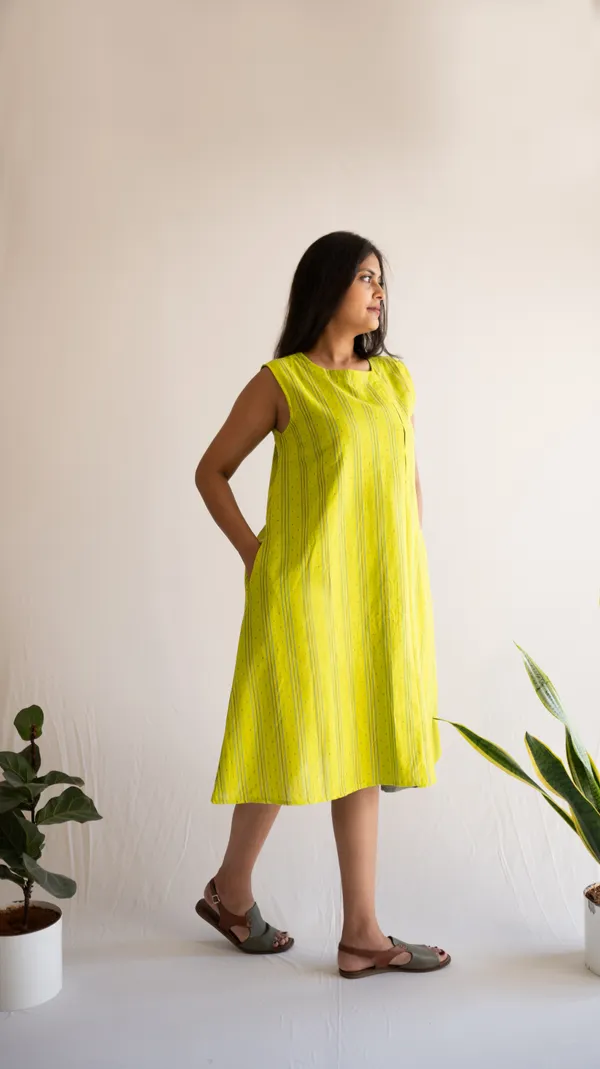 Green_Leno_Dobby_Cotton_Dress_For_Adults
