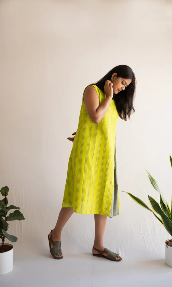 Green_Leno_Dobby_Cotton_Dress_For_Adults