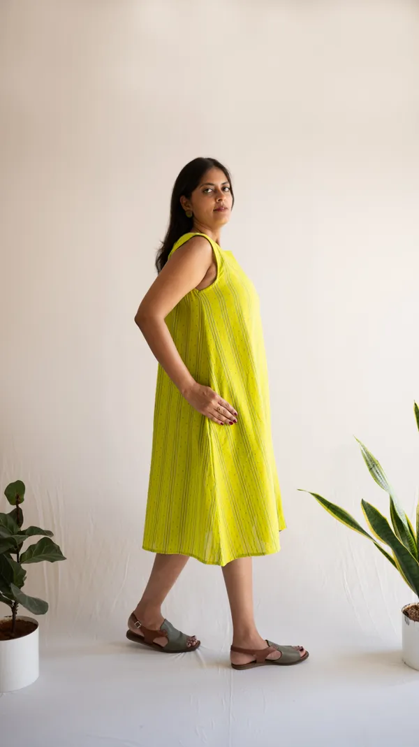 Green_Leno_Dobby_Cotton_Dress_For_Adults