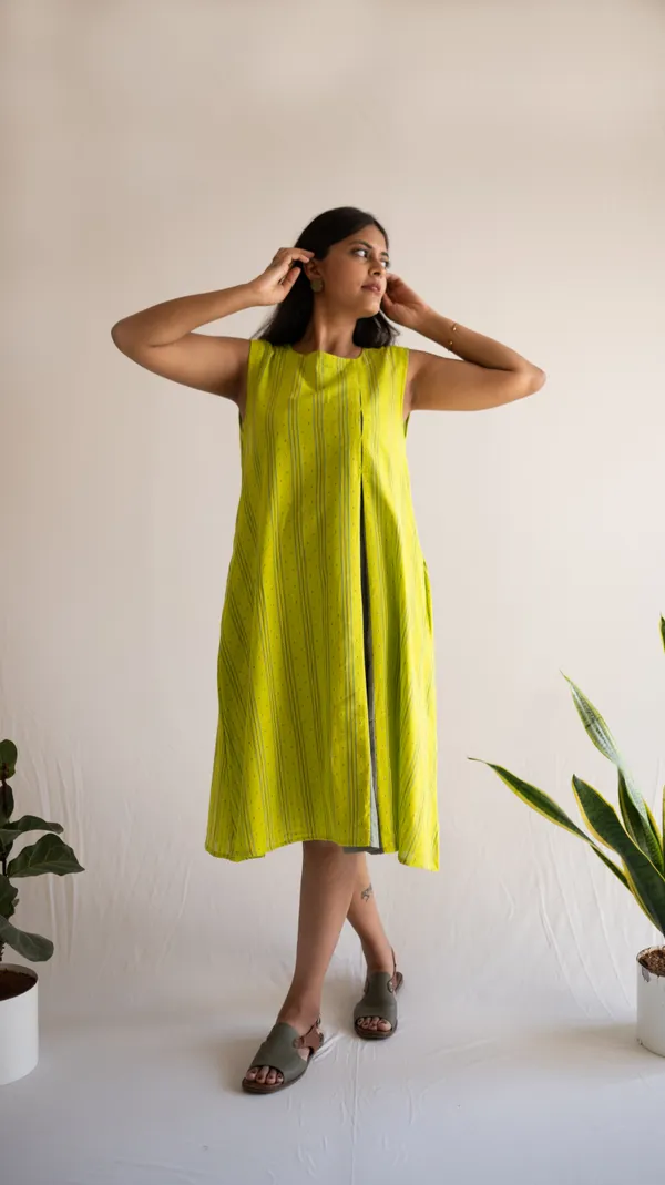 Green_Leno_Dobby_Cotton_Dress_For_Adults