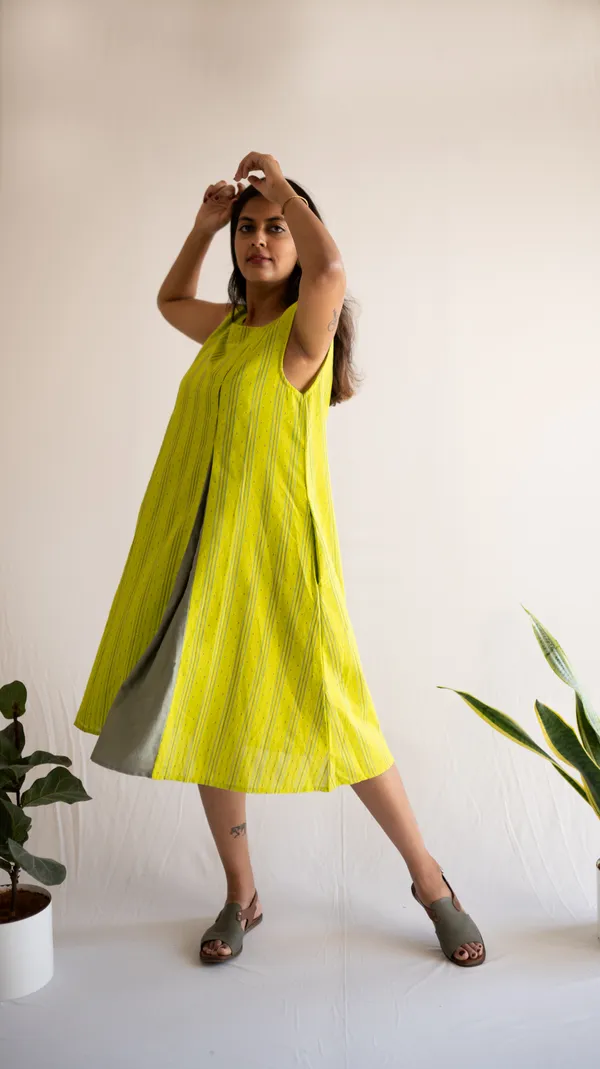 Green_Leno_Dobby_Cotton_Dress_For_Adults