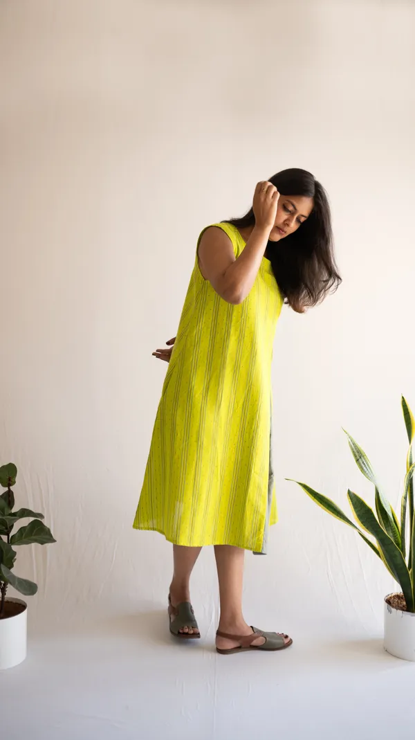 Green_Leno_Dobby_Cotton_Dress_For_Adults