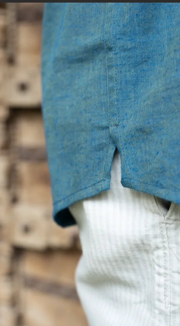 Teal_Green_Khadi_Men'S_Shirt_For_Adults