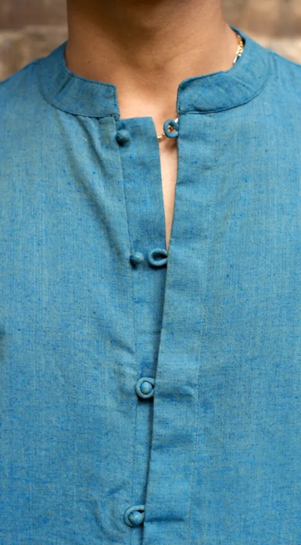Teal_Green_Khadi_Men'S_Shirt_For_Adults