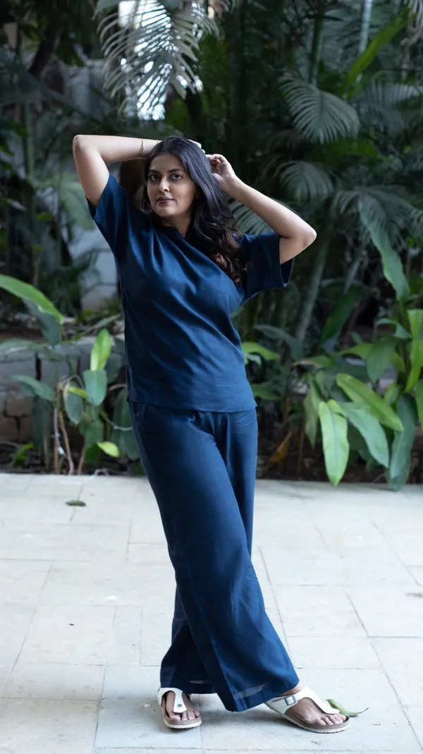 Christmas_Navy_Blue_Viscose-Cotton_Slub_Fabric_Co-Ord_Set_For_Adults