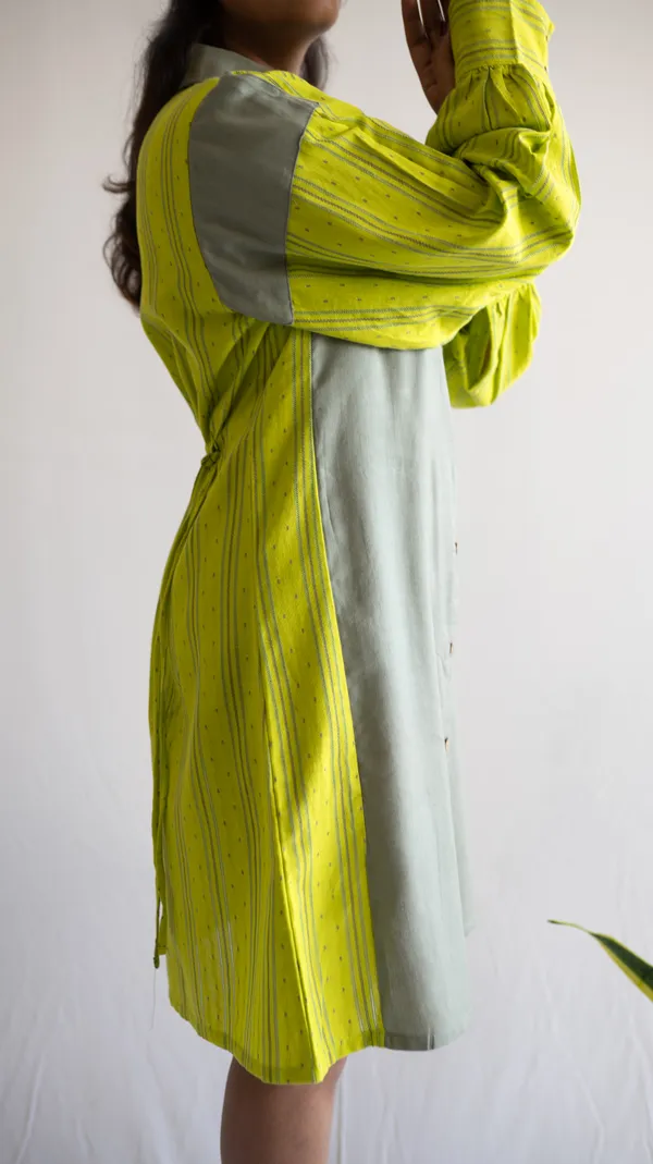 Green_Leno_Dobby_Cotton_Dress_For_Adults