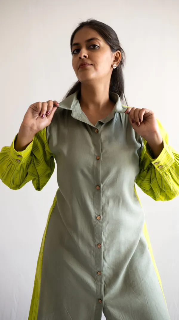 Green_Leno_Dobby_Cotton_Dress_For_Adults