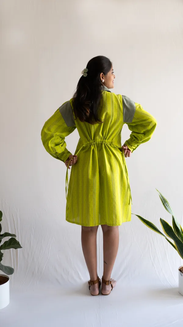 Green_Leno_Dobby_Cotton_Dress_For_Adults