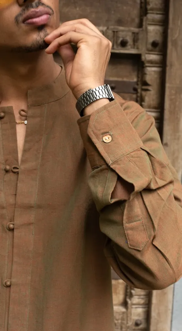 Rust_Khadi_Men'S_Shirt_For_Adults