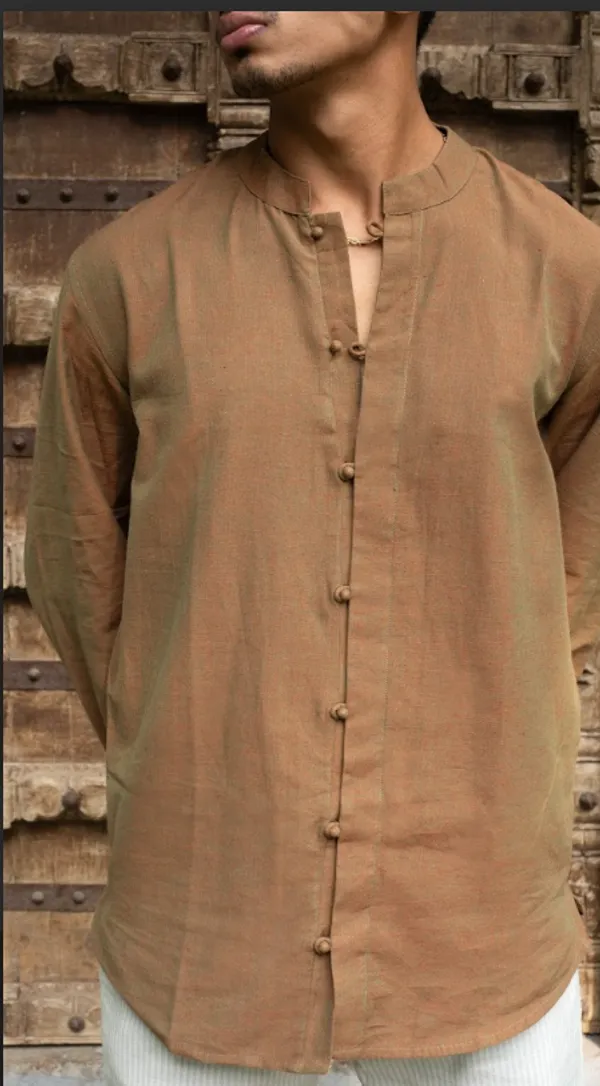 Rust_Khadi_Men'S_Shirt_For_Adults