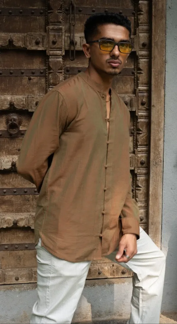 Rust_Khadi_Men'S_Shirt_For_Adults