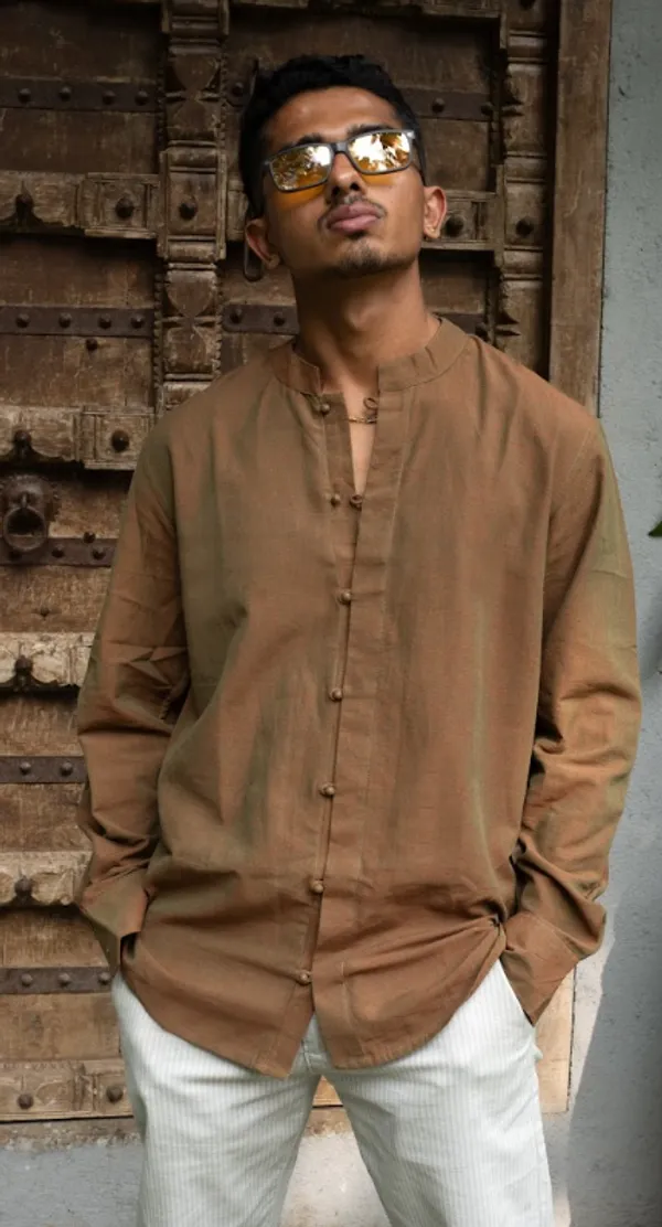 Rust_Khadi_Men'S_Shirt_For_Adults