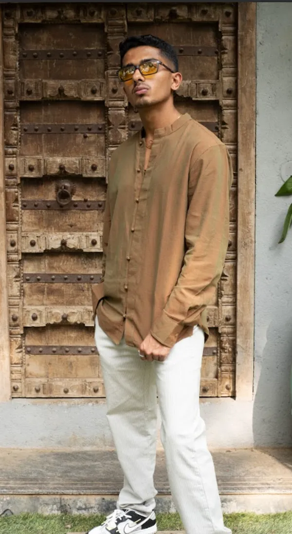 Rust_Khadi_Men'S_Shirt_For_Adults