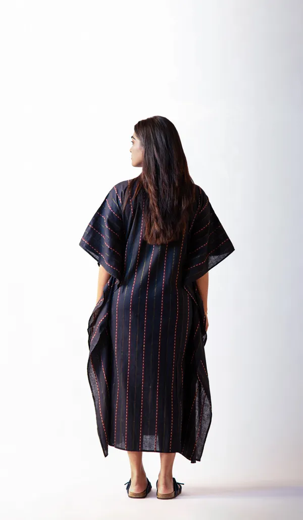 Navy_Blue_Cotton_Dobby_Weave_Fabric_Dress_For_Adults