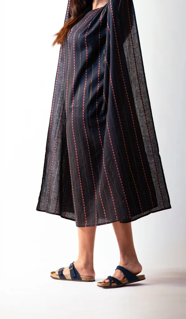 Navy_Blue_Cotton_Dobby_Weave_Fabric_Dress_For_Adults