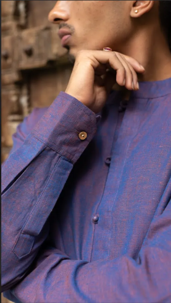 Purple_Khadi_Men'S_Shirt_For_Adults