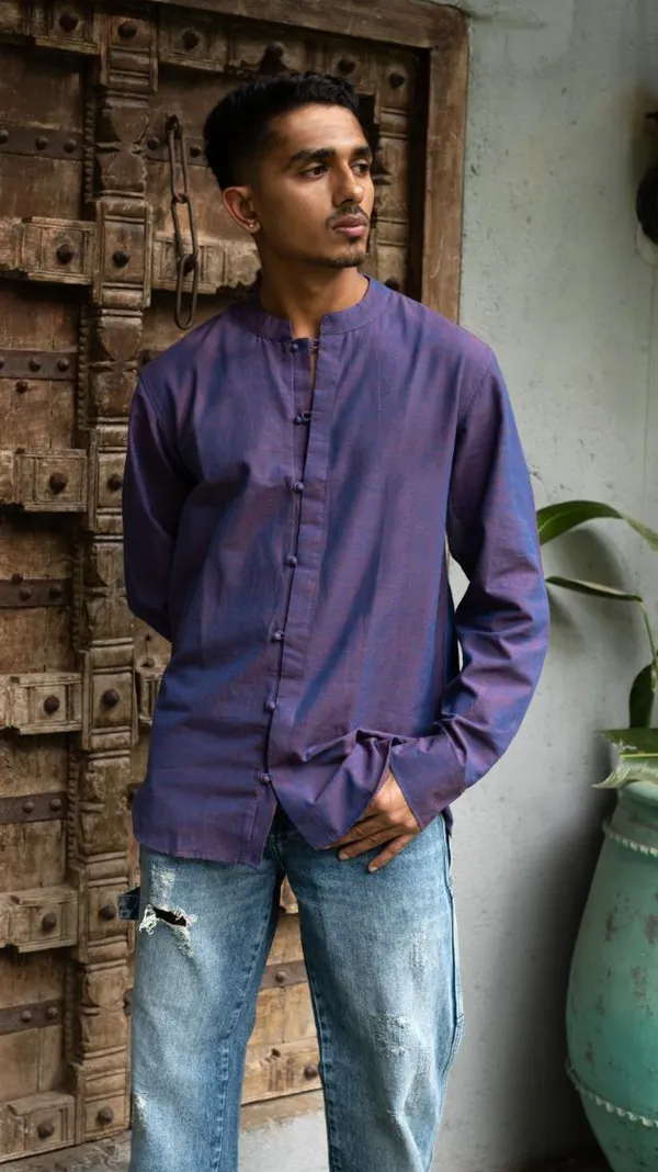 Purple_Khadi_Men'S_Shirt_For_Adults