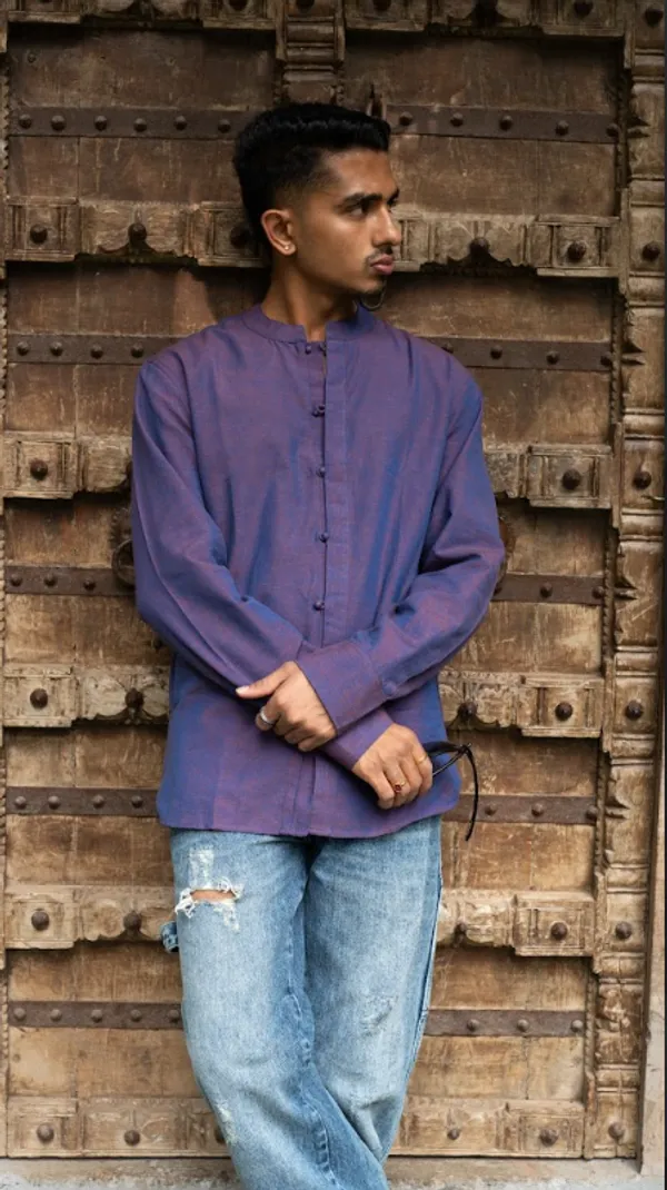 Purple_Khadi_Men'S_Shirt_For_Adults