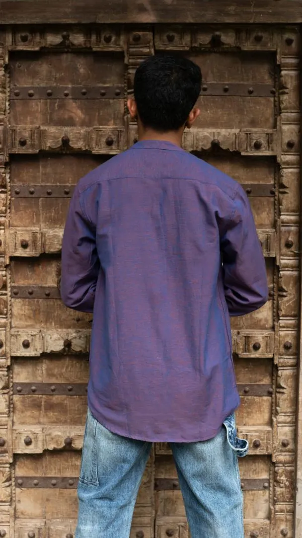 Purple_Khadi_Men'S_Shirt_For_Adults