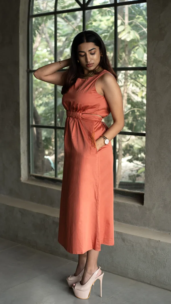 Orange_Eygyptian_Cotton_Dress_For_Adults