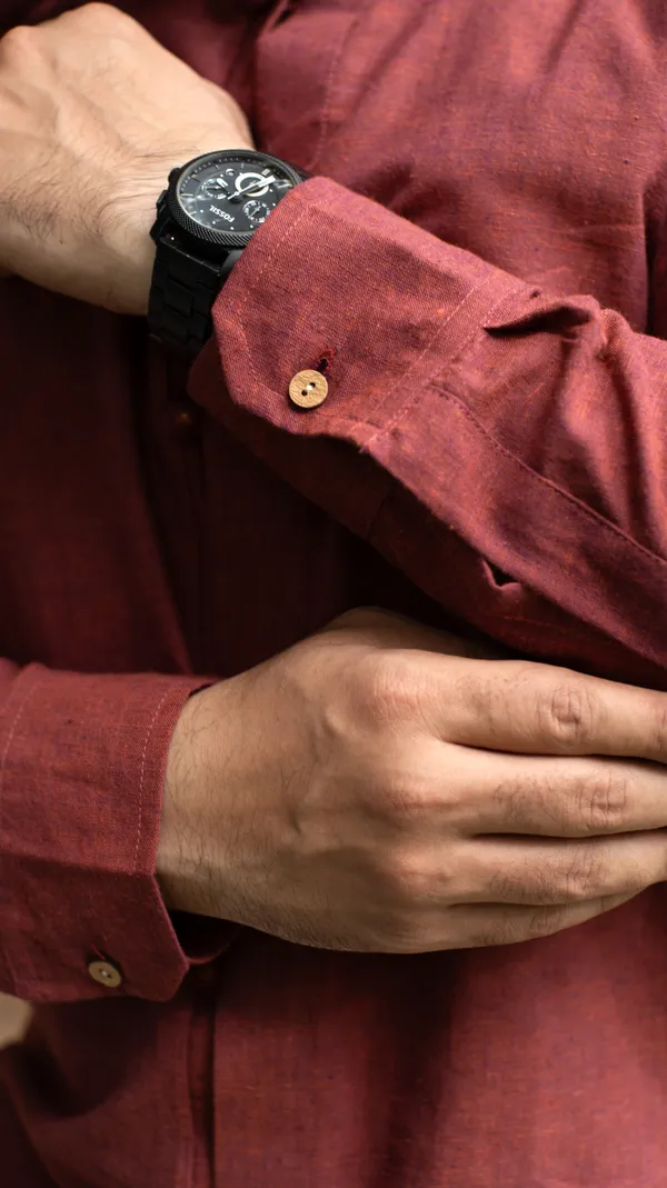 Brick_Khadi_Men'S_Shirt_For_Adults