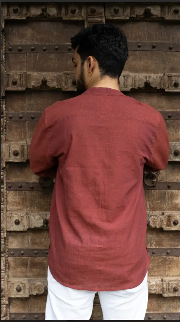 Brick_Khadi_Men'S_Shirt_For_Adults