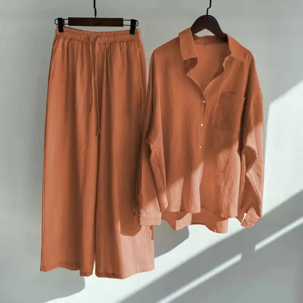 Orange_Cotton_Designer_Slacks_High_Waist_For_Women